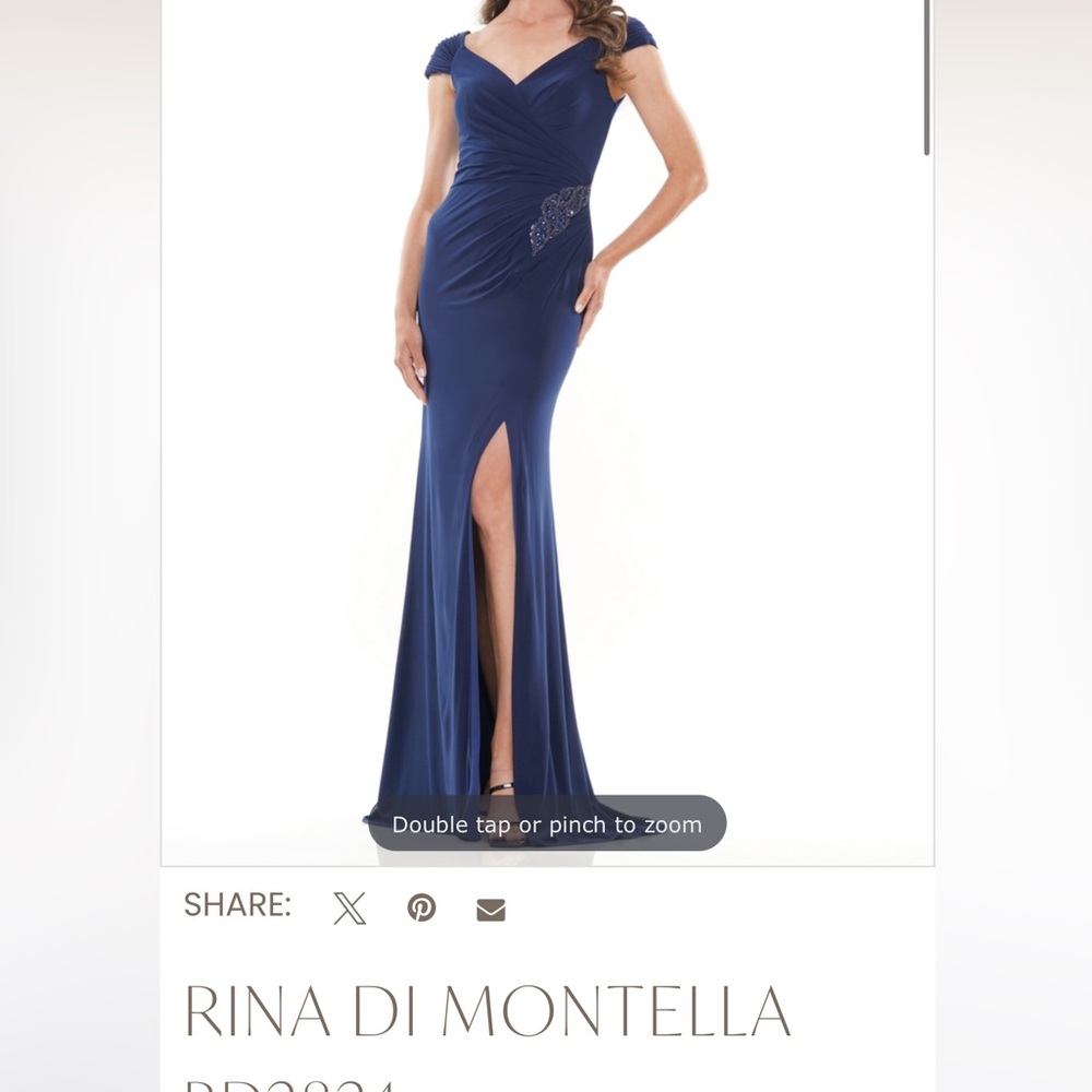 Brand new with tags Rina Di Montella evening gown, size 14, gunmetal/navy